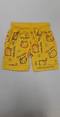 Little Funky 100% Pure cotton All over Printed kitty design Casual Shorts for Girls-thumb3