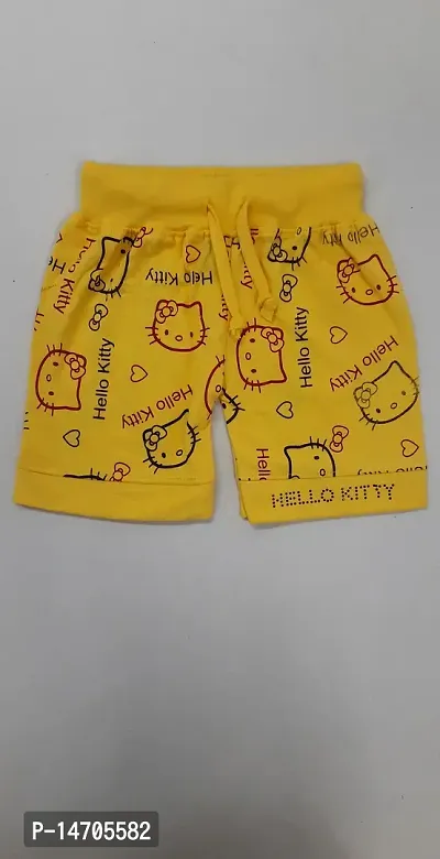Little Funky 100% Pure cotton All over Printed kitty design Casual Shorts for Girls-thumb4
