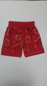 Little Funky 100% Pure cotton All over Printed kitty design Casual Shorts for Girls-thumb2