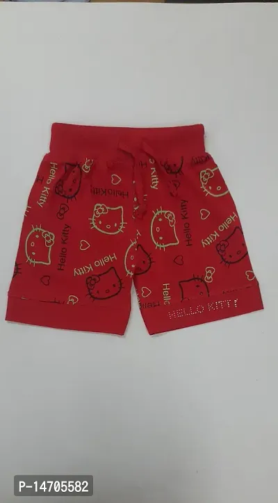 Little Funky 100% Pure cotton All over Printed kitty design Casual Shorts for Girls-thumb3