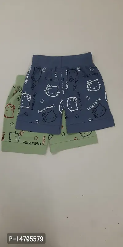 Little Funky 100% Pure cotton All over Printed kitty design Casual Shorts for Girls-thumb4