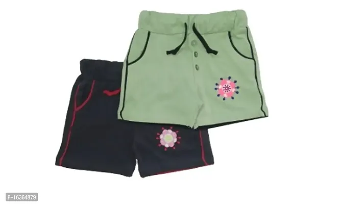 Cotton Casual Trendy Embroidered Kids Shorts for Girls-thumb0