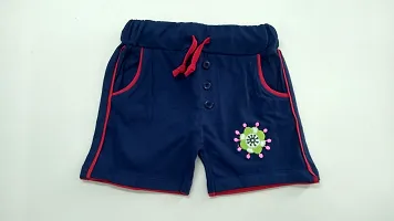 100% Pure cotton casual trendy embroidered Kids shorts for Girls-thumb2