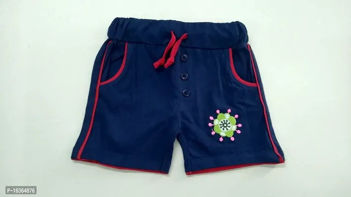 100% Pure cotton casual trendy embroidered Kids shorts for Girls-thumb3