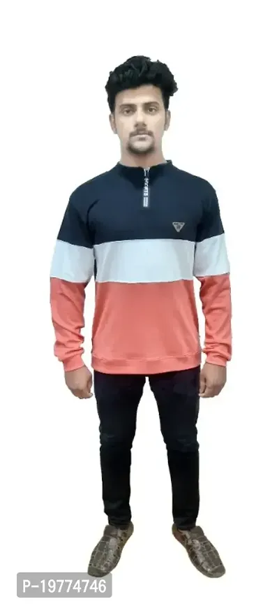 cotton blended colorblocked regular fit High neck casual sweater for mens