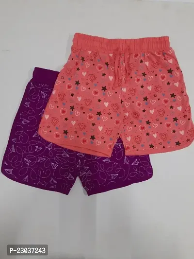 Pure cotton all over printed Regular fit Casual Shorts for Girls - Pack of 2 pcs-thumb0