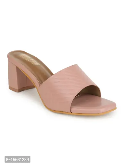 Stylish Pink Synthetic Solid Heel Sandals For Women-thumb0