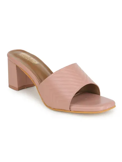 Stylish Pink Synthetic Solid Heel Sandals For Women