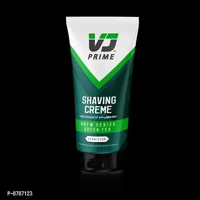 VJ Prime Shaving Cregrave;me Brew Series Green Tea | Green Tea Enriched Shaving Cream with Vitamin E, Aloe Vera, Oatmeal Protein, and Shea Butter | Shaving Cream for Men | Skin Rejuvenation | 100gms-thumb0