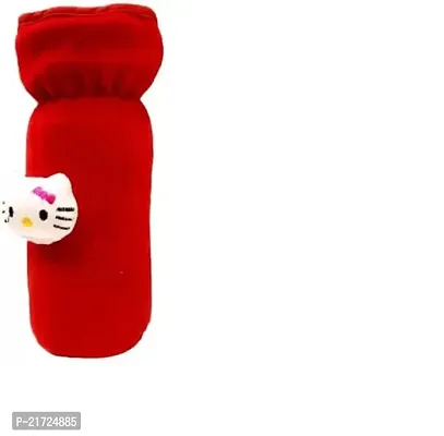 Radiant Fashion World Baby Feeding 304 Grade Stainless Steel Bottle 250ml with Silicone Nipple and Beautiful Teddy Patch Bottle Cover. (Red Cover)-thumb3