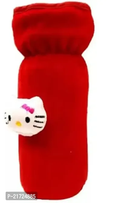 Radiant Fashion World Baby Feeding 304 Grade Stainless Steel Bottle 250ml with Silicone Nipple and Beautiful Teddy Patch Bottle Cover. (Red Cover)-thumb5