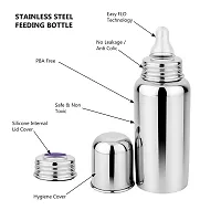 Radiant Fashion World Baby Feeding 304 Grade Stainless Steel Bottle 250ml with Silicone Nipple and Beautiful Bottle Cover. (Green Cover)-thumb2