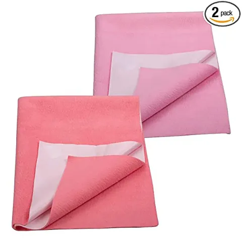 Radiant Ent Extra Absorbent Quick Dry Sheet for Baby, Baby Bed Protector, Waterproof Baby Sheet - Salmon Rose & Baby Pink, 0m+ - Medium 70 x 100cm Pack of 2