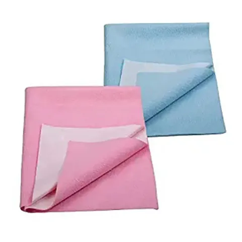 Radiant Ent Anti-Piling Fleece Extra Absorbent Quick Dry Sheet for Baby, Baby Bed Protector, Waterproof Baby Sheet, Small Size 50x70cm, Pack of 2, Sky Blue & Baby Pink