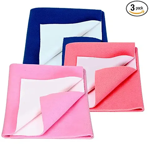 Radiant Ent Anti-Piling Fleece Extra Absorbent Instant Dry Sheet for Baby, Baby Bed Protector, Waterproof Sheet, Small Size 50x70cm, Pack of 3, Pink, Salmon Rose & Royal Blue