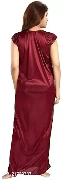 Beautiful 2 PCS Set Satin Maxi Night Dress Night Suits Nighty for Women (MX_Dress_Model_02)-thumb4