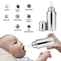 Radiant Fashion World Baby Feeding 304 Grade Stainless Steel Bottle 250ml with Silicone Nipple and Beautiful Bottle Cover. (Green Cover)-thumb3