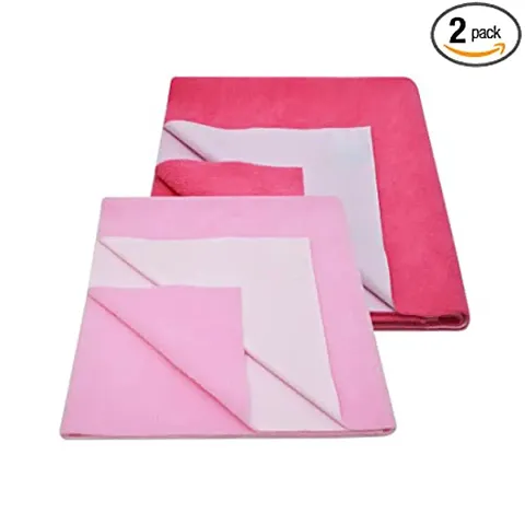 Radiant Ent Extra Absorbent Quick Dry Sheet for Baby, Baby Bed Protector, Waterproof Baby Sheet - Dark Pink + Pink, (Small 70cm x 50cm) Pack of 2