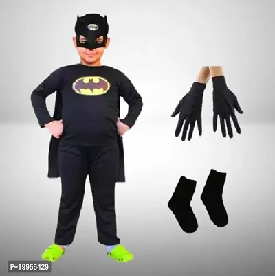 Fancy Dress Top Bottom Set Batman Dress costumes t-shirt + pant And mask Set for kids birthday gift-thumb0