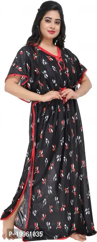 Women Nighty with Robe  Satin Fabric. Comfortable nighty.-thumb0