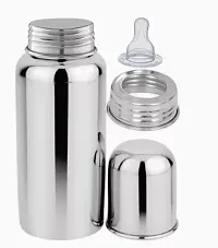 New Baby Fedding Utensils Combo of Milk bottle,Feeder,Teether for Baby Care. - Silicon, Stainless Steel-thumb1