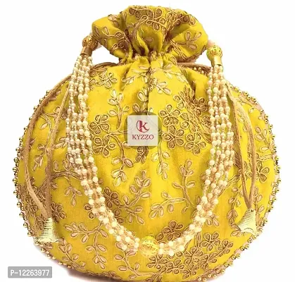 KYZZO Rajasthani Style Designer Potli, Yellow