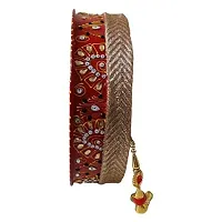 Kyzzo? Stainless Steel Karwa Chauth 6 Pieces Decorative Pooja Thali Set (Red) (Thali Size 12"")-thumb3