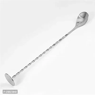 Exports Cocktail Muddler 8 inch and Mixing Spoon Set Bar Cocktail Muddler Set Long Spiral Handle to Create Refreshing Drinks Cocktail Spoon Coin Spoon 2 Pcs-thumb2