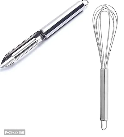 Rudra Exports Stainless Steel Egg Whisk Hand Blender Mixer and Stainless Steel Peeler Vegetable Peeler