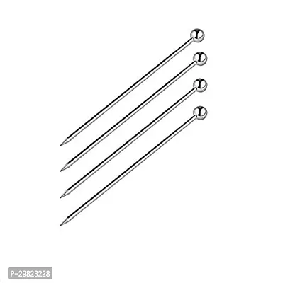 Rudra Exports Cocktail Picks 304 Stainless Steel Martini Olive Skewers Reusable Sticks Appetizer Toothpicks Fruit Stick, Perfect for Party Home Bar - 4.3 Inches, 4 Pcs (Small Ball)