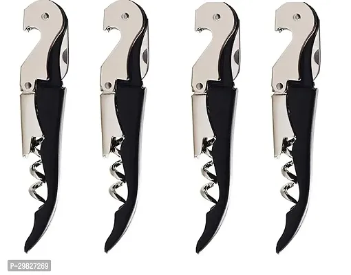 Rudra Exports Black Cork Opener Upgraded Heavy Duty Wine Opener with Foil Cutter and Bottle Opener for Restaurant Waiters, Sommelier, Bartenders, Corkscrew for Wine and Beer:4 Pc.-thumb0