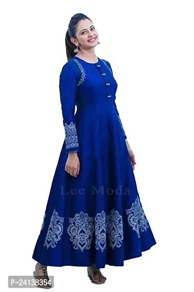 Beautiful Blue Rayon  Long Sleeve Kurti for Women