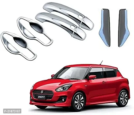 SureStrive Premium Quality Stylish Car Door Handle Catch Cover, Handle Cover, Abs Plastic with Chrome Finishing Compatible for Maruti Suzuki Swift 2018 with Bowl Chrome (Set of 6)-thumb0