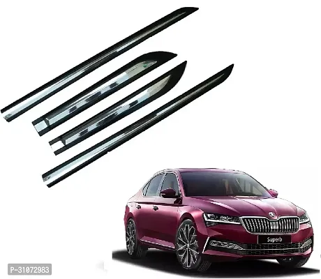 SureStrive Half Chrome Side Beading Moulding for Skoda Superb All Model Black Set of 4-thumb0