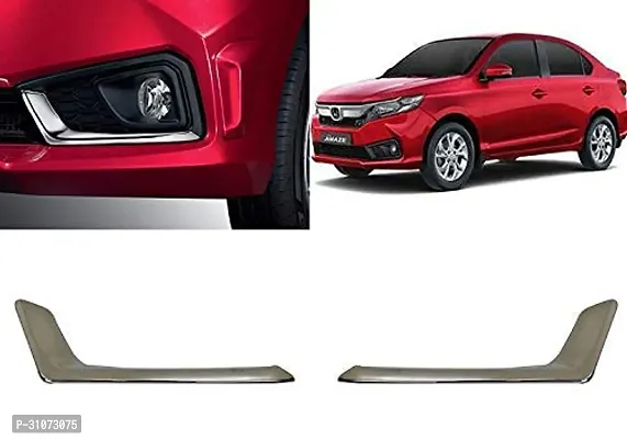 SureStrive Premium Quality Imported Chrome O.E.M L-Shape Fog Lamp Cover Garnish Trim for Honda Amaze 2018 to 2021 Type-2 Model- Set of 2 pcs-thumb2