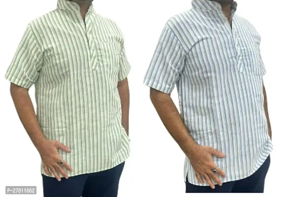 Reliable Khadi Cotton Printed Casual Shirts For Men Pack Of 2-thumb0