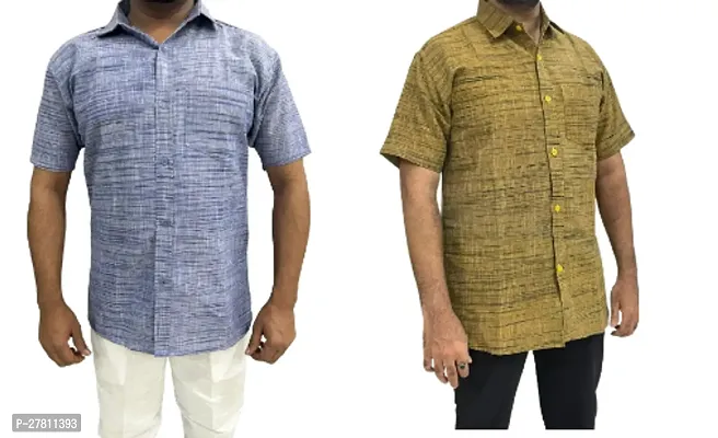 Reliable Khadi Cotton Printed Casual Shirts For Men Pack Of 2