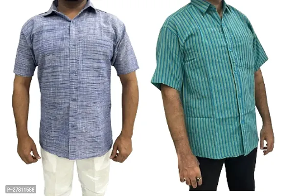 Reliable Khadi Cotton Printed Casual Shirts For Men Pack Of 2-thumb0