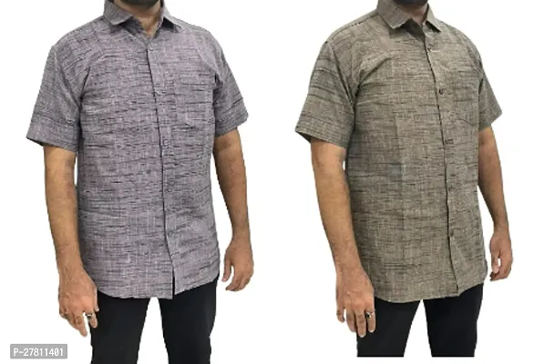 Reliable Khadi Cotton Printed Casual Shirts For Men Pack Of 2-thumb0