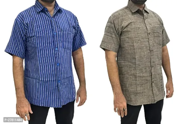 Reliable Khadi Cotton Printed Casual Shirts For Men Pack Of 2-thumb0