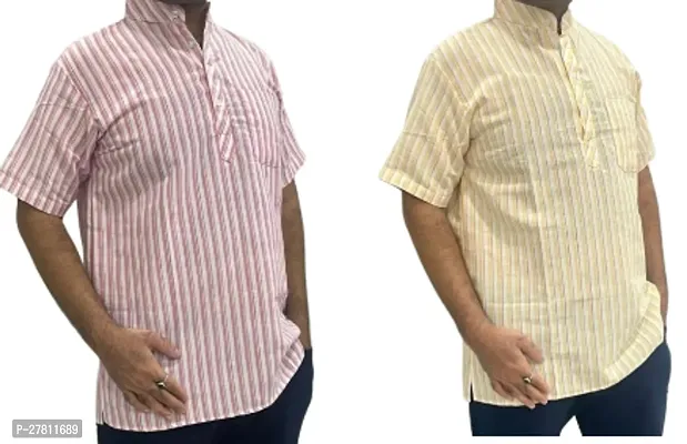 Reliable Khadi Cotton Printed Casual Shirts For Men Pack Of 2-thumb0