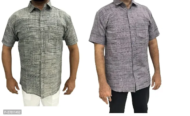 Reliable Khadi Cotton Printed Casual Shirts For Men Pack Of 2-thumb0