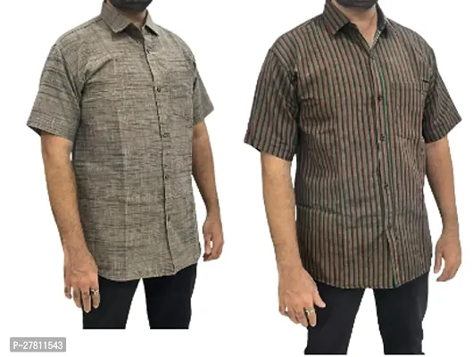 Reliable Khadi Cotton Printed Casual Shirts For Men Pack Of 2-thumb0