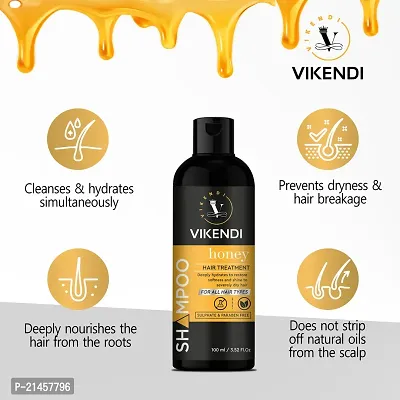 Vikendi Honey Moisture Shampoo For Dry Damaged Hair- 100 ml each, Pack Of 2-thumb3