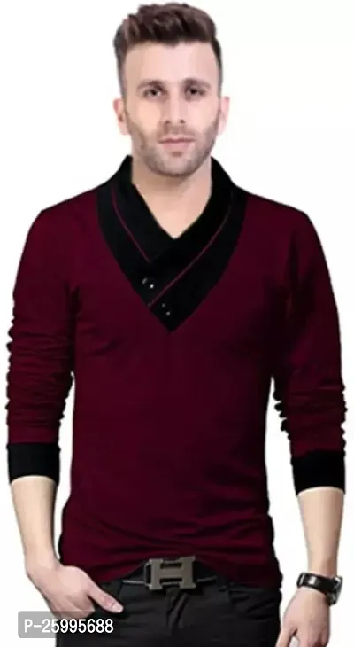 Stylish Cotton Solid Maroon T-Shirt For Men