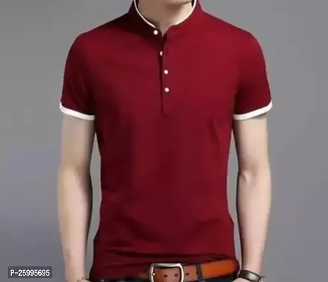 Stylish Cotton Solid Maroon T-Shirt For Men-thumb0