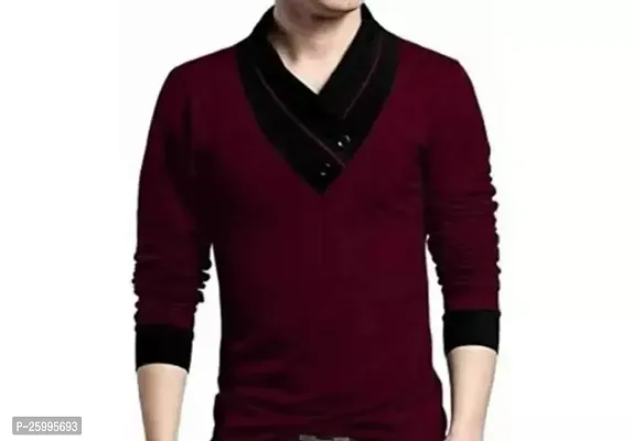 Stylish Cotton Solid Maroon T-Shirt For Men-thumb0