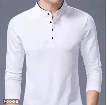 Stylish Cotton Solid White T-Shirt For Men