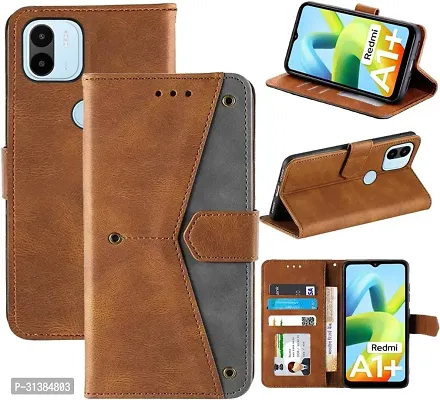 Flip Cover Compatible for Mi Redmi A1 Plus Flip Cover Redmi A1 Plus Back cover Mi Redmi A2 Plus/ Flip Cover Redmi A1 Plus mobile back cover Xiaomi Redmi A1 Plus Flip Cover Executive Brown, Magnetic Closure-thumb0