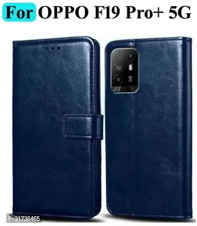 Gladly Flip Cover Compatible for  Oppo F19 Pro Plus Blue